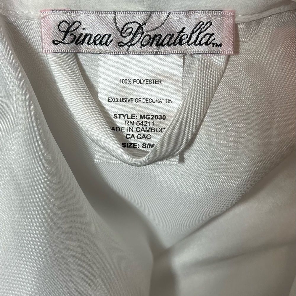 NWT Linea Donatella Midnight Short Wrap Robe size small/medium white bridal - Picture 6 of 9